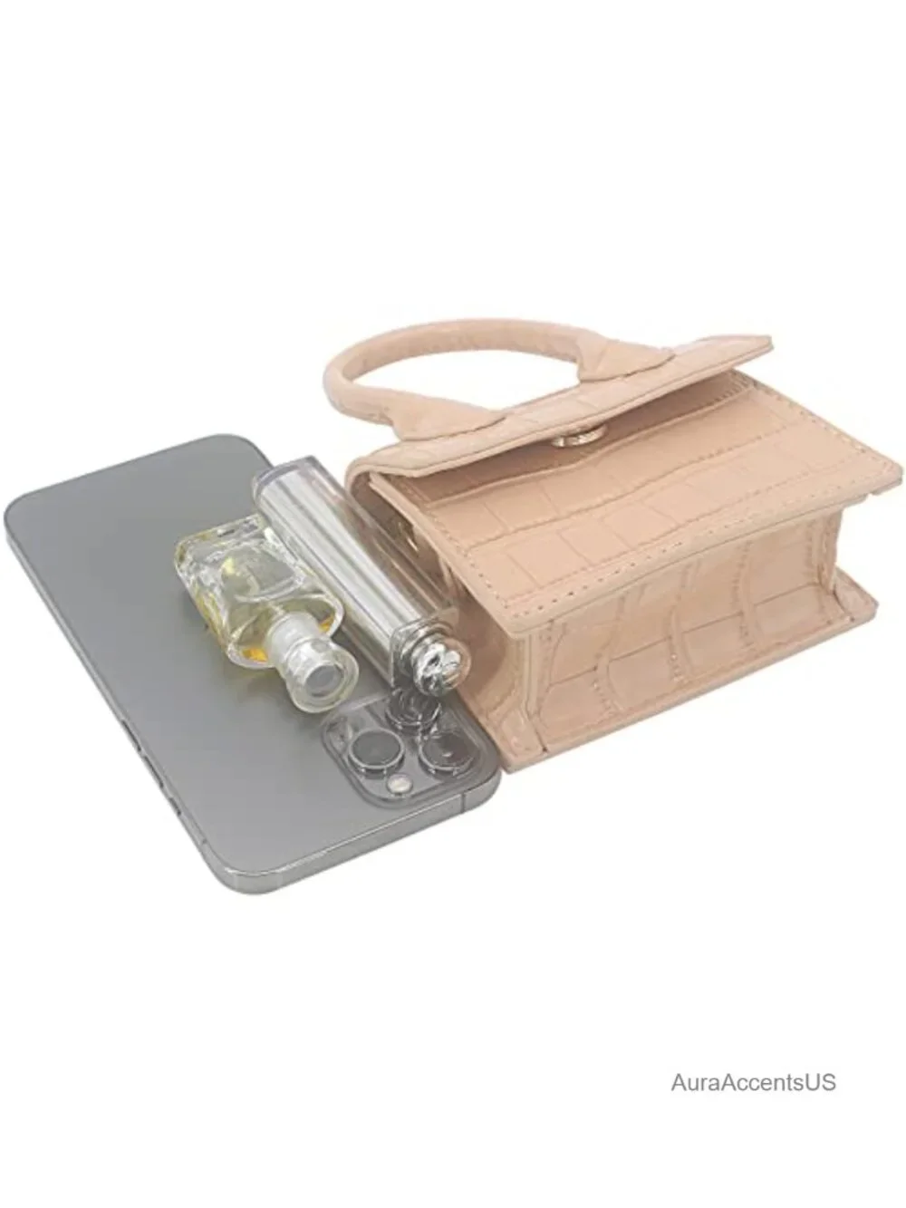 Mini Crossbody Bag Vegan Leather Flap Purse Top-Handle Clutch Handbag